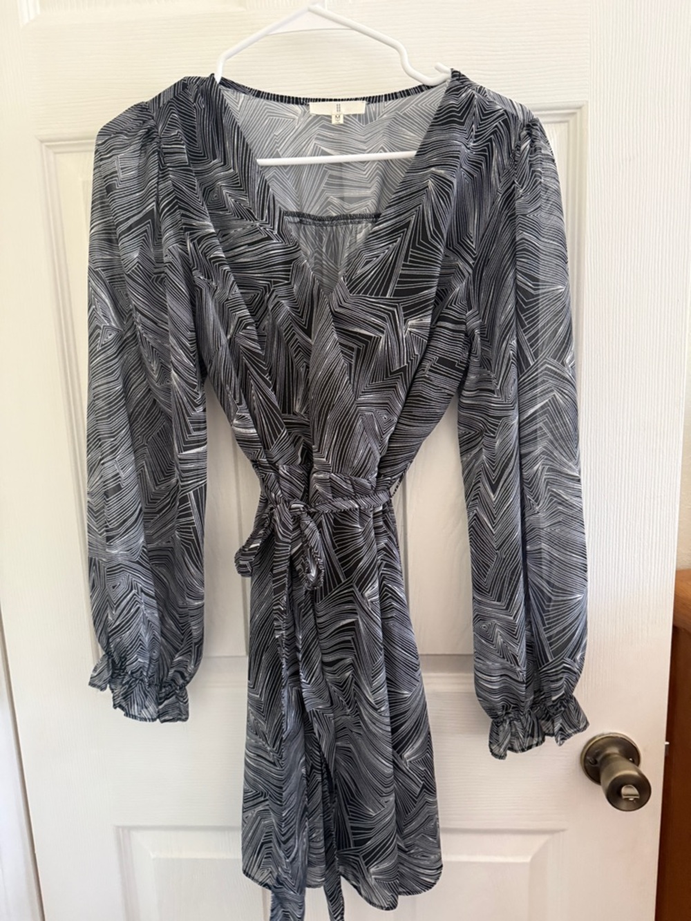 Black & White Geometric Wrap Dress